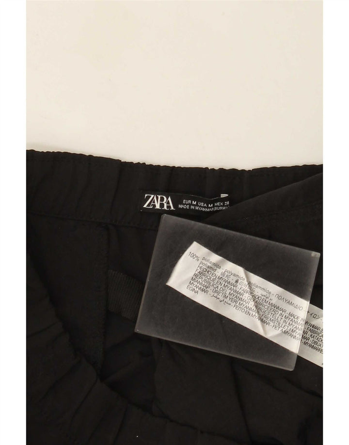 Zara Damen-Cargohose mit lockerer Passform, Größe M, W30, L31, Schwarz, Polyamid