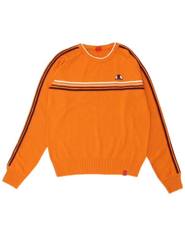 S.Oliver Damen-Pullover mit U-Boot-Ausschnitt, Gr. 18, XL, orange gestreift, Baumwolle