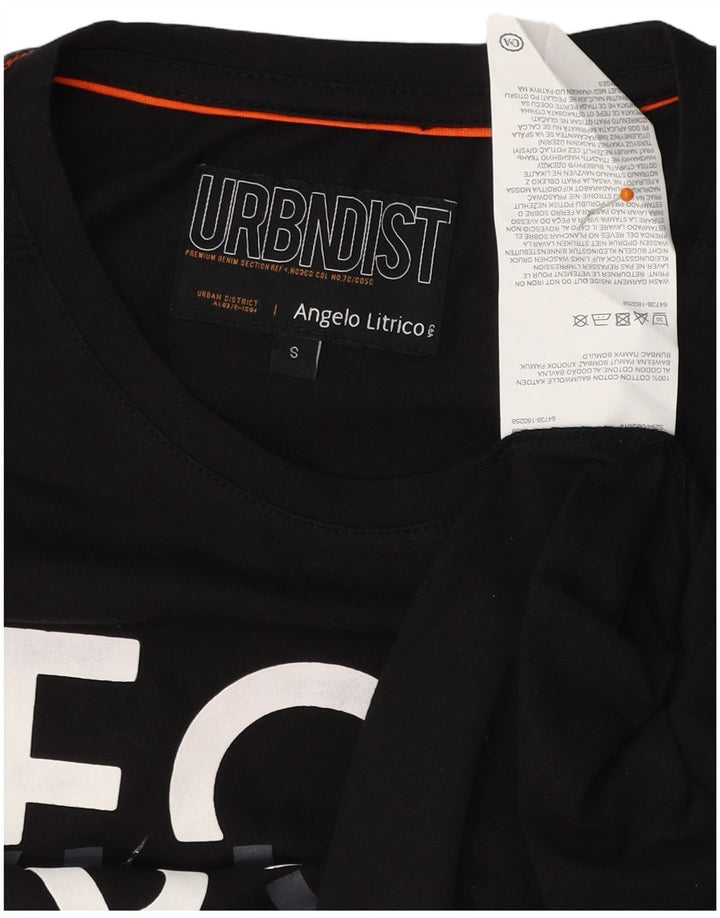 ANGELO LITRICO Herren-T-Shirt mit Grafik, Größe S, schwarze Baumwolle