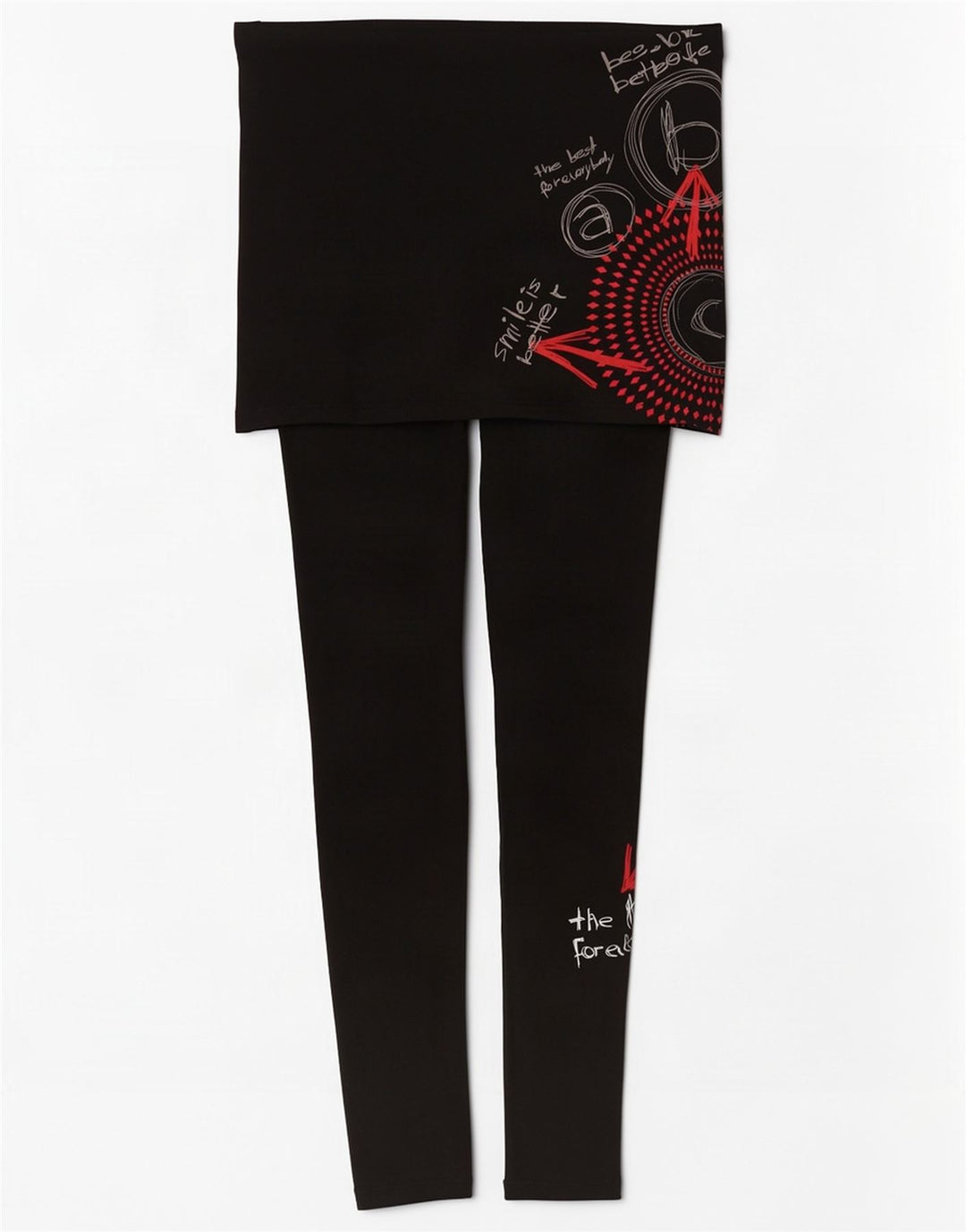 Desigual Damen Grafik-Leggings UK 10 Small Schwarz Geometrisch