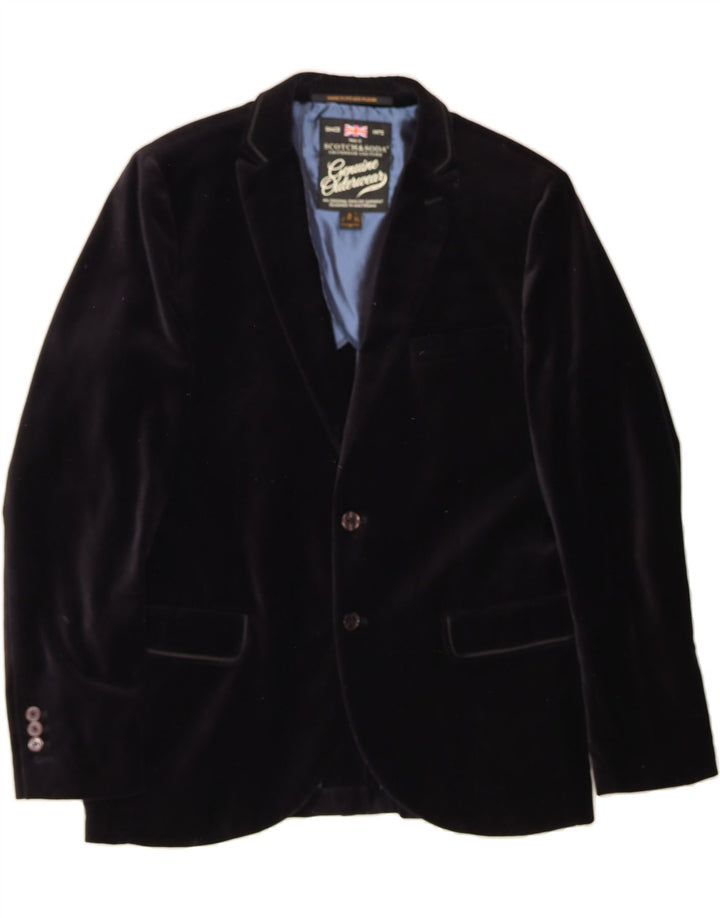 SCOTCH & SODA Herren-Blazer aus Samt mit 2 Knöpfen, Größe 52, XL, schwarze Baumwolle
