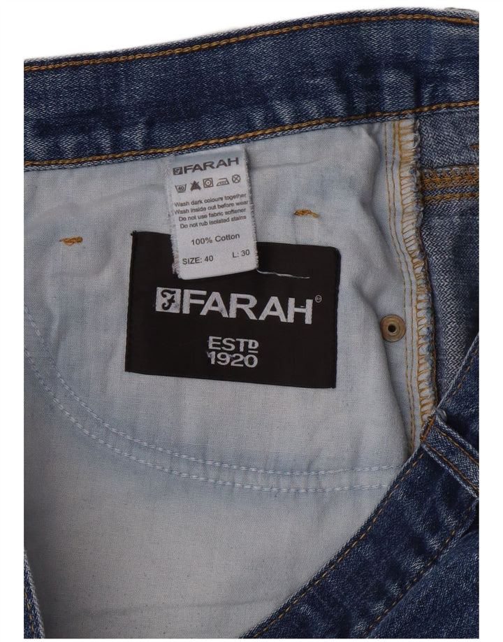 FARAH Herren Straight Jeans W40 L30 Blaue Baumwolle