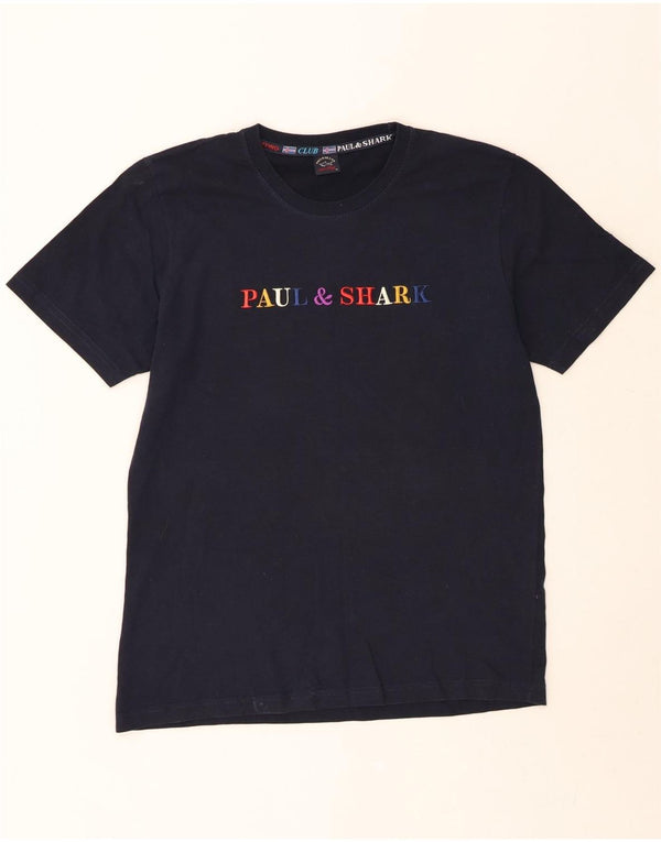 PAUL & SHARK Herren Grafik T-Shirt Top XL Marineblau Baumwolle
