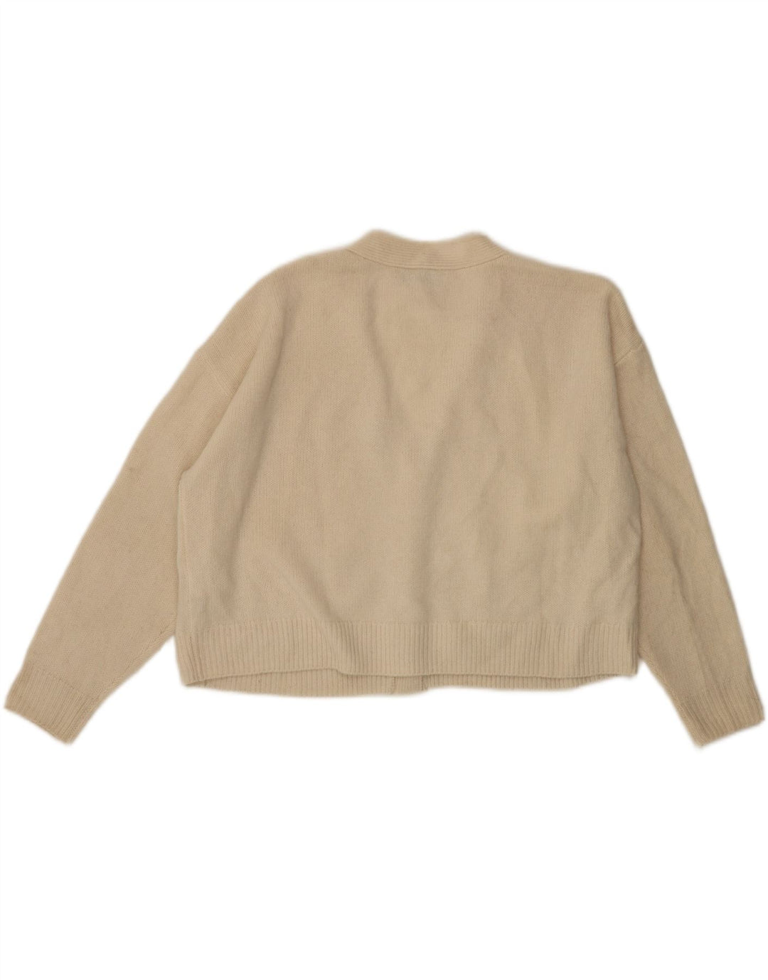 Zara Damen Crop-Oversize-Cardigan-Pullover UK 10 Small Off White Wool