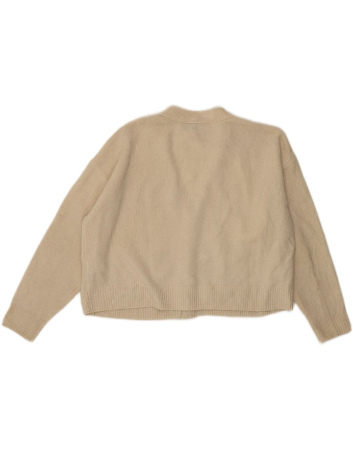 Zara Damen Crop-Oversize-Cardigan-Pullover UK 10 Small Off White Wool