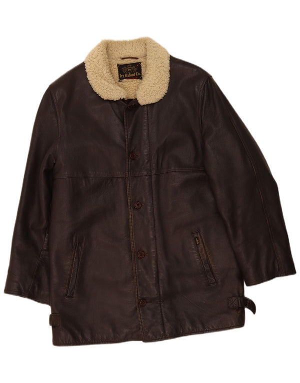 Ivy Oxford Herren Lederjacke UK 36 Small Braun