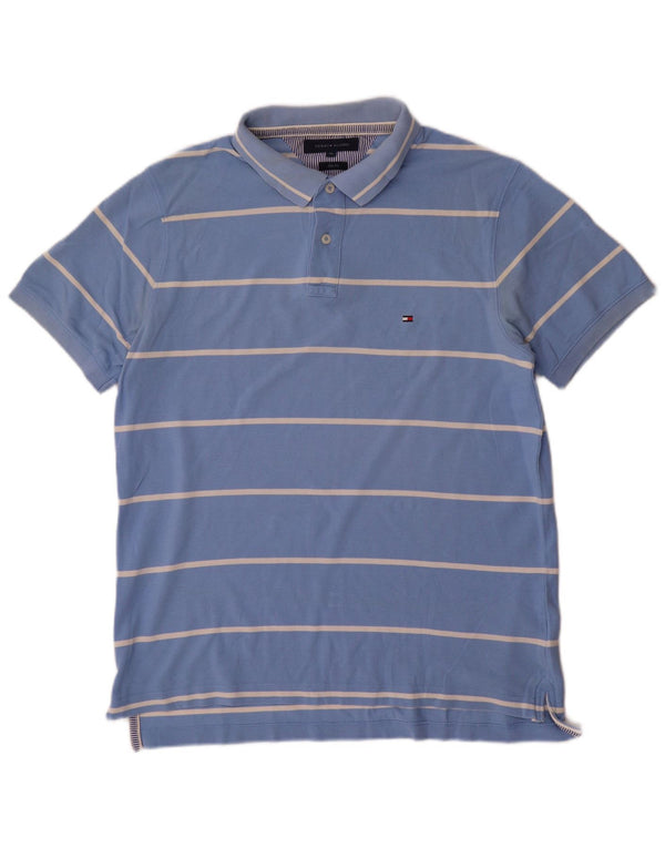 Tommy Hilfiger Herren Slim Fit Poloshirt XL blau gestreift aus Baumwolle