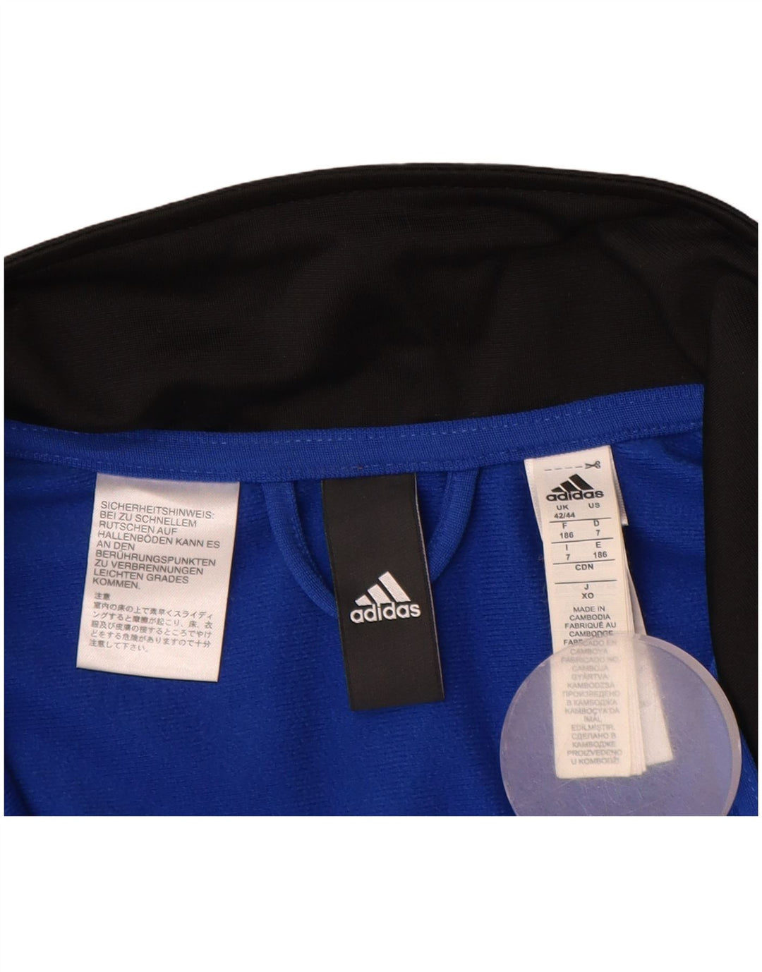 Adidas Herren-Trainingsanzugoberteil, UK-Größe 42/44, großes schwarzes Colourblock-Polyester