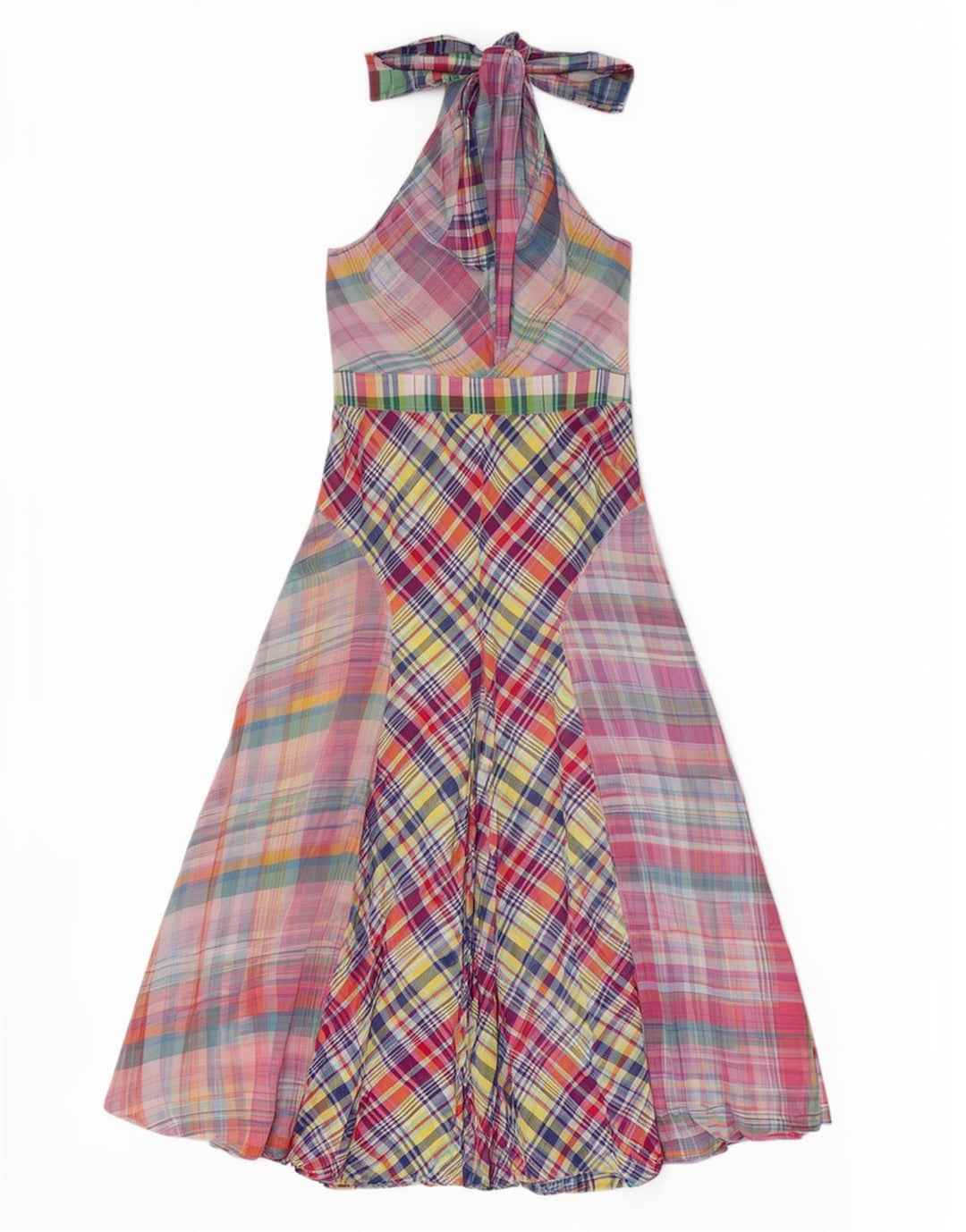 Polo Ralph Lauren Damen Neckholder-Kleid US 10 Großes mehrfarbiges Patchwork