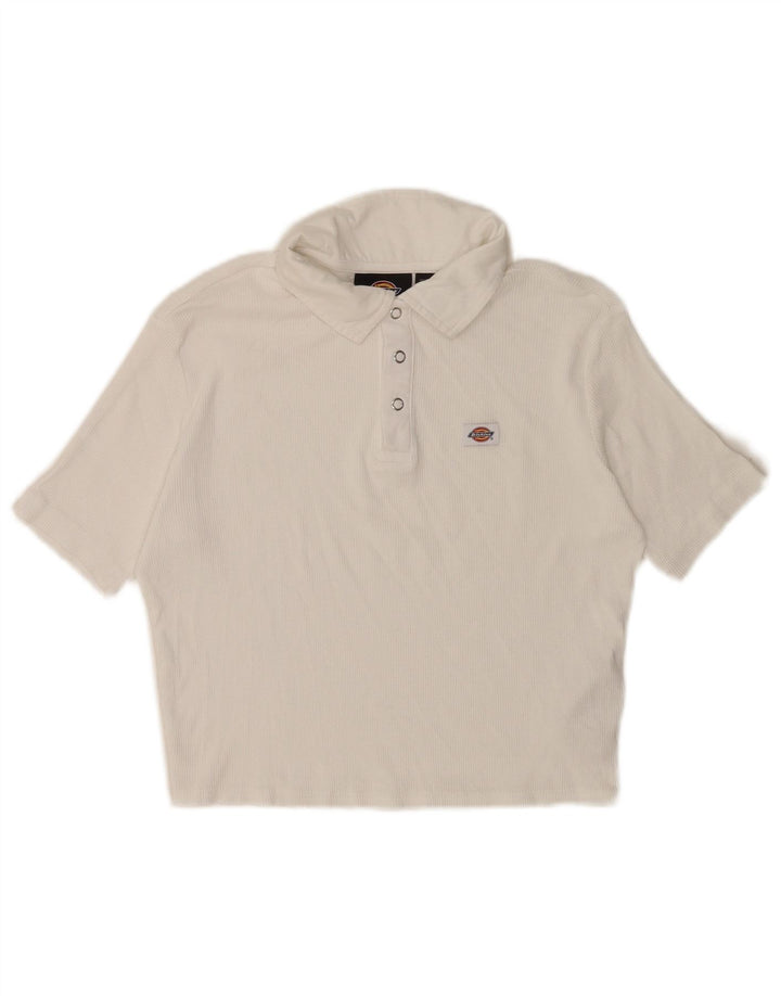 DICKIES Damen Crop Poloshirt UK 12 Mittelweiße Baumwolle