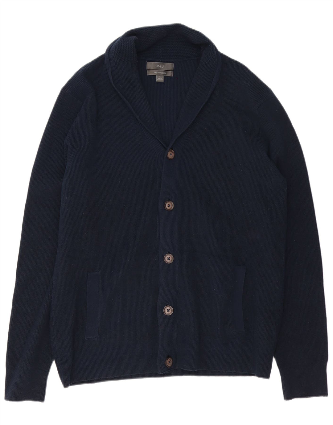 Marks & SPENCER Herren-Strickjacke, groß, marineblau, Baumwolle