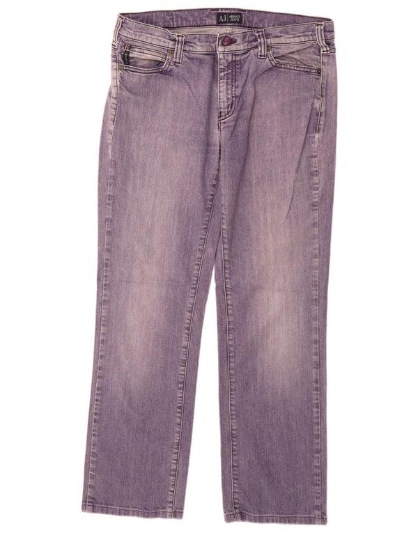 ARMANI Damen Straight Jeans W32 L29 Lila Baumwolle