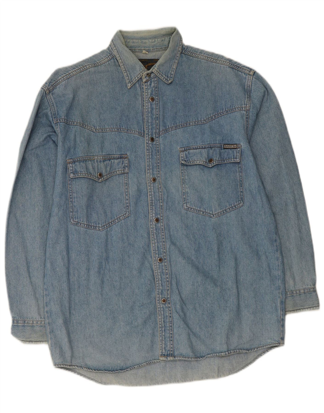 Vintage Herren Jeanshemd Mittelblaue Baumwolle