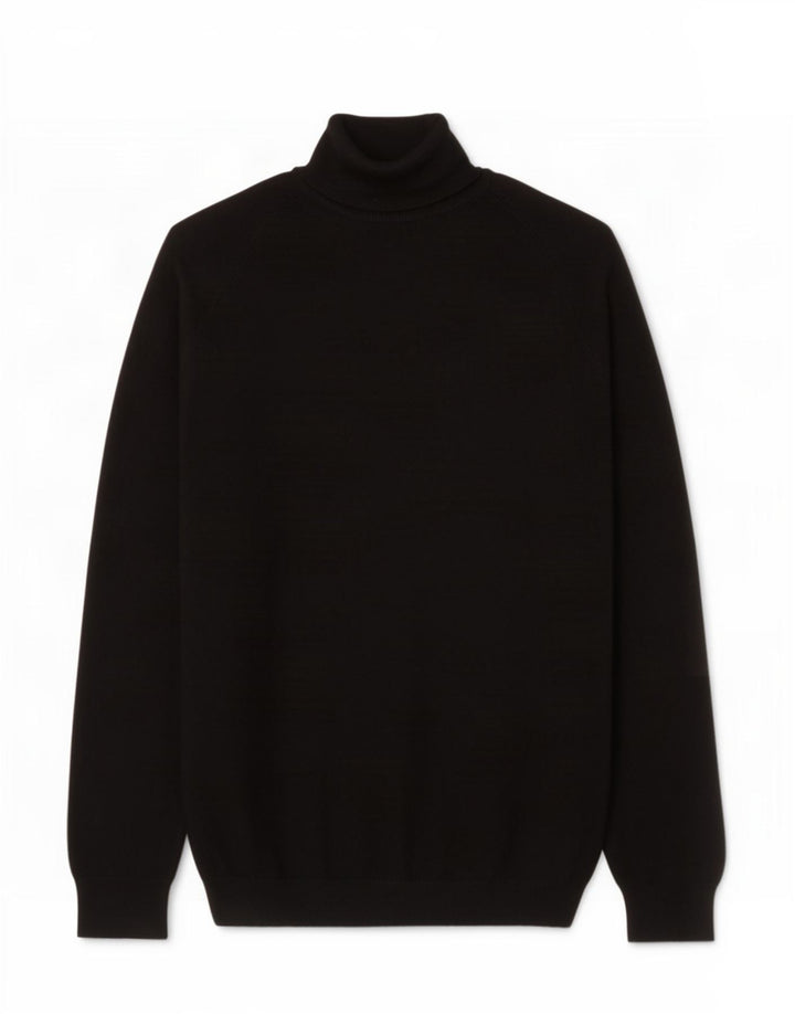 Rollkragenpullover für Herren von Zara, mittelschwarze Viskose