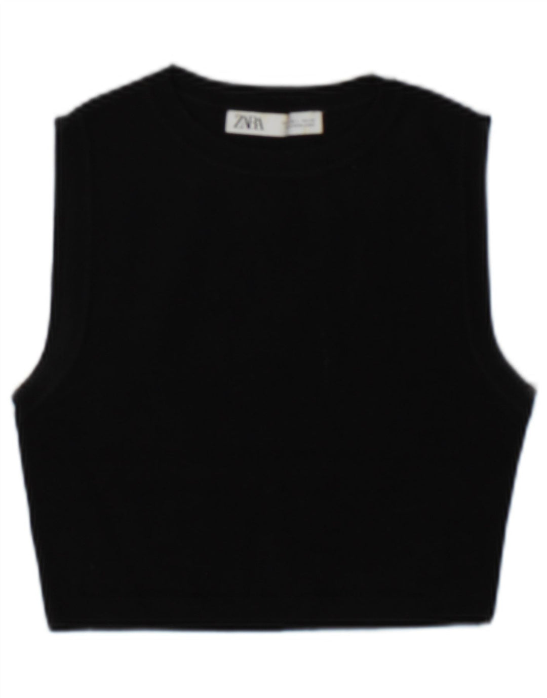 Zara Damen Crop Vest Top UK 14 Große schwarze Viskose