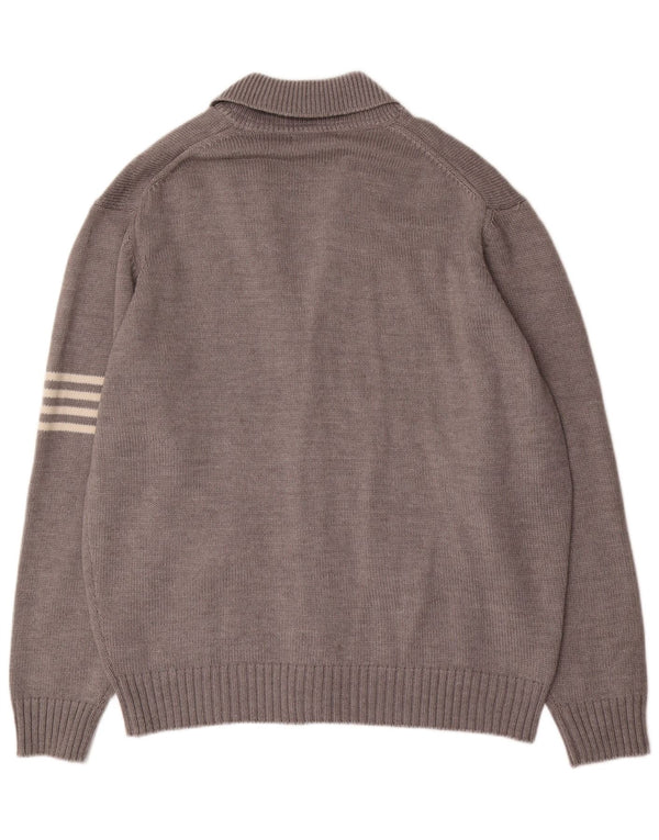 Conte of Florence Herren-Cardigan-Pullover 3XL aus grauer Wolle