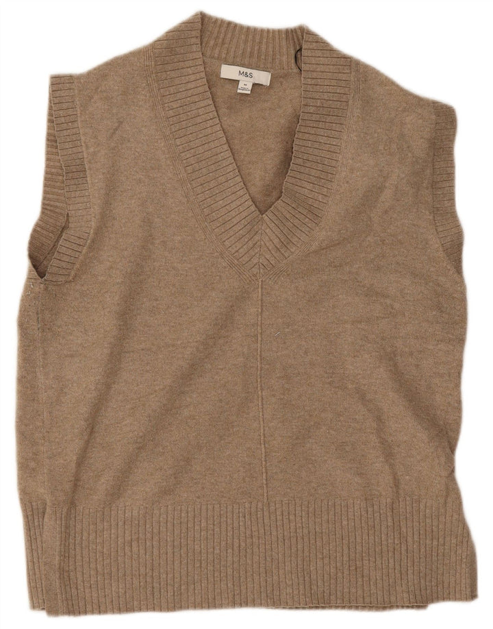 Marks & Spencer Damen Übergroßes Weste-Tanktop UK 14 Medium Beige Polyester