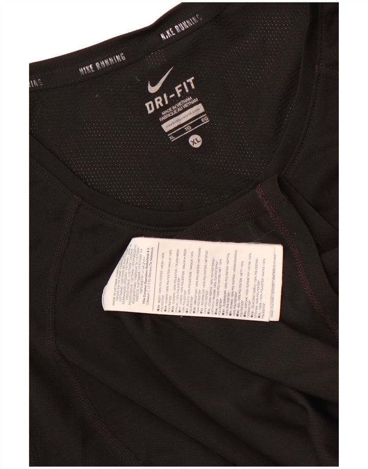 Nike Damen Dri Fit T-Shirt Top UK 18 XL Schwarz Polyester