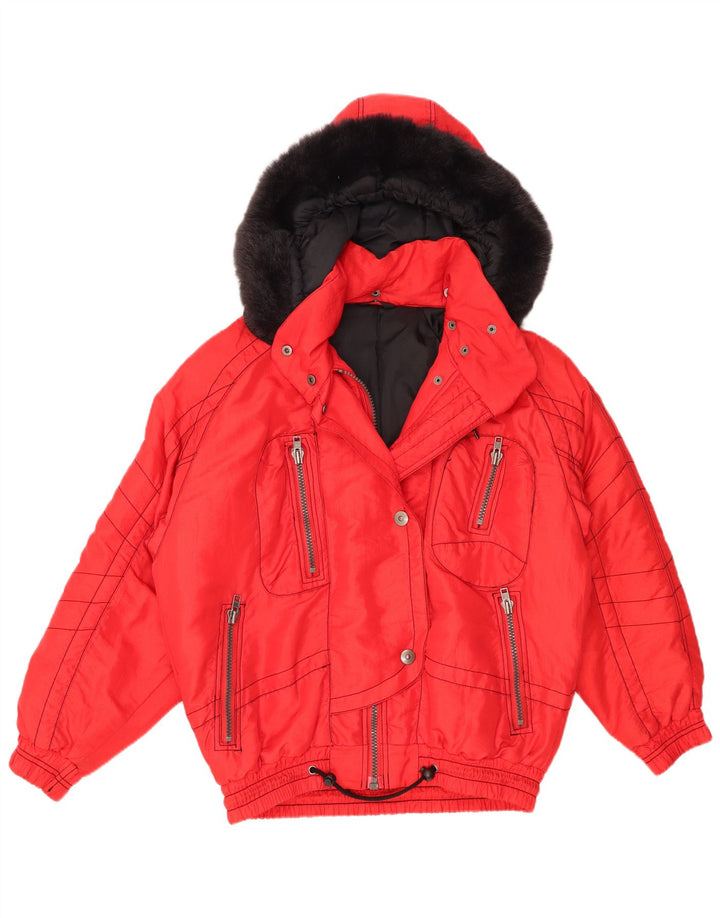 C & A Übergroße wattierte Damenjacke mit Kapuze, EU 36, klein, Rot, Polyamid