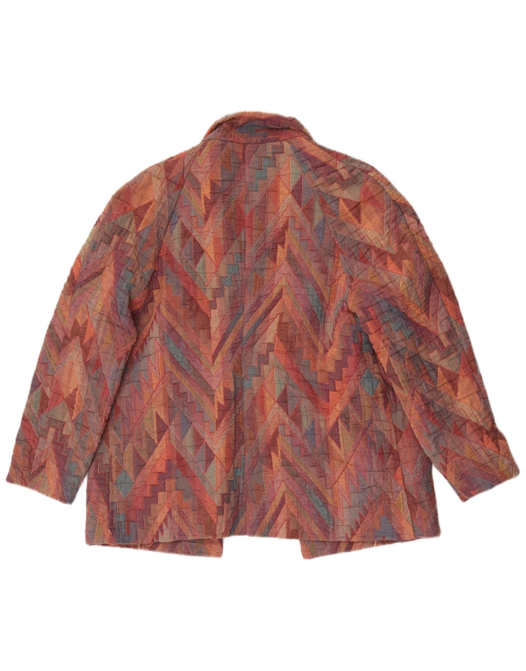 Vintage Damen offene Blazerjacke UK 12 Medium Mehrfarbig Geometrisch