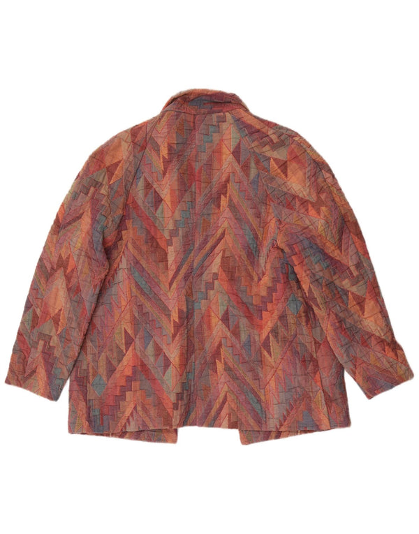 Vintage Damen offene Blazerjacke UK 12 Medium Mehrfarbig Geometrisch