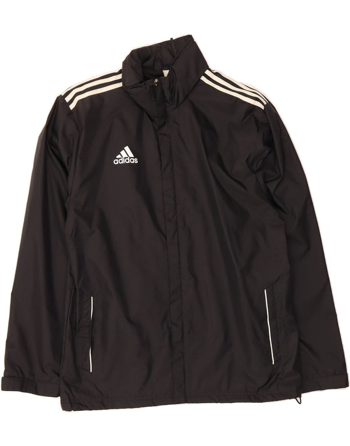 ADIDAS Mens Rain Jacket UK 42/44 Large Black Nylon Vintage Adidas and Second-Hand Adidas from Messina Hembry 