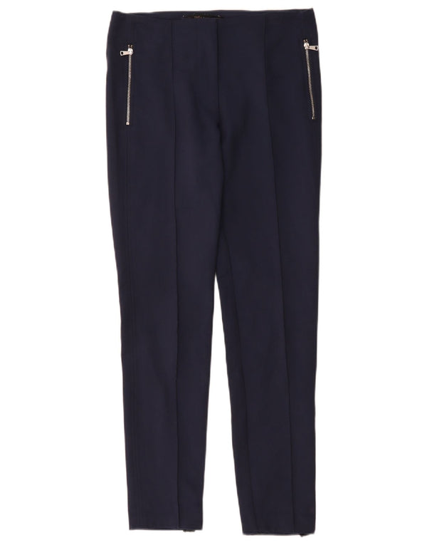 Zara Womens Slim Casual Trousers XS W24 L27 Navy Blue