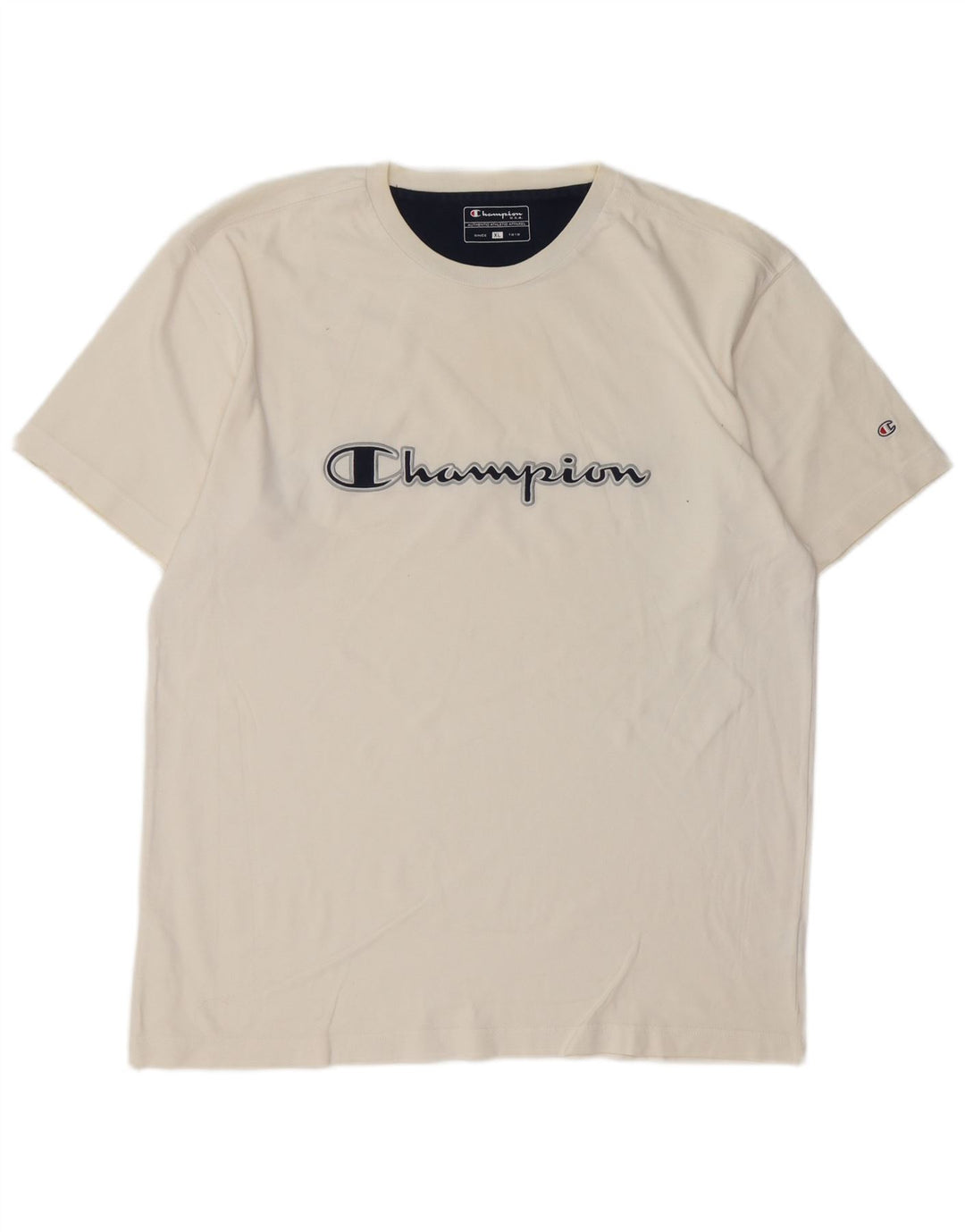 CHAMPION Herren-Grafik-T-Shirt-Oberteil XL aus weißer Baumwolle
