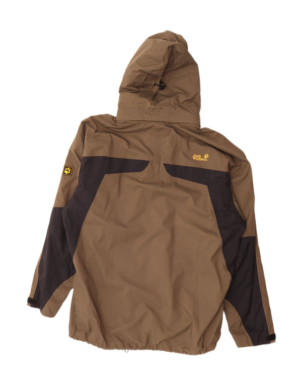 Jack Wolfskin Herren-Regenjacke mit Kapuze, UK 48 2XL, braunes Colourblock-Polyamid