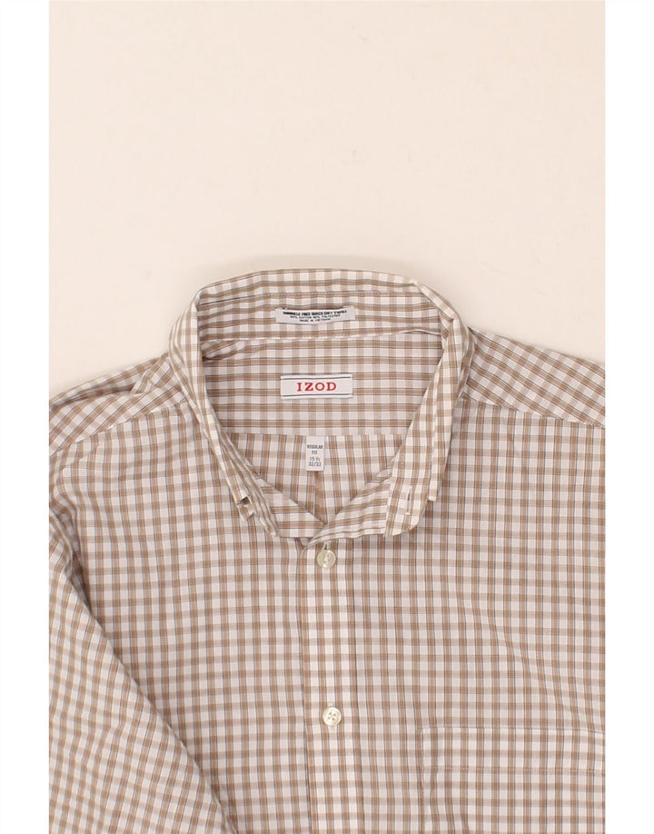 IZOD Mens Regular Fit Shirt Size 15 Medium Grey Check Cotton Vintage Izod and Second-Hand Izod from Messina Hembry 