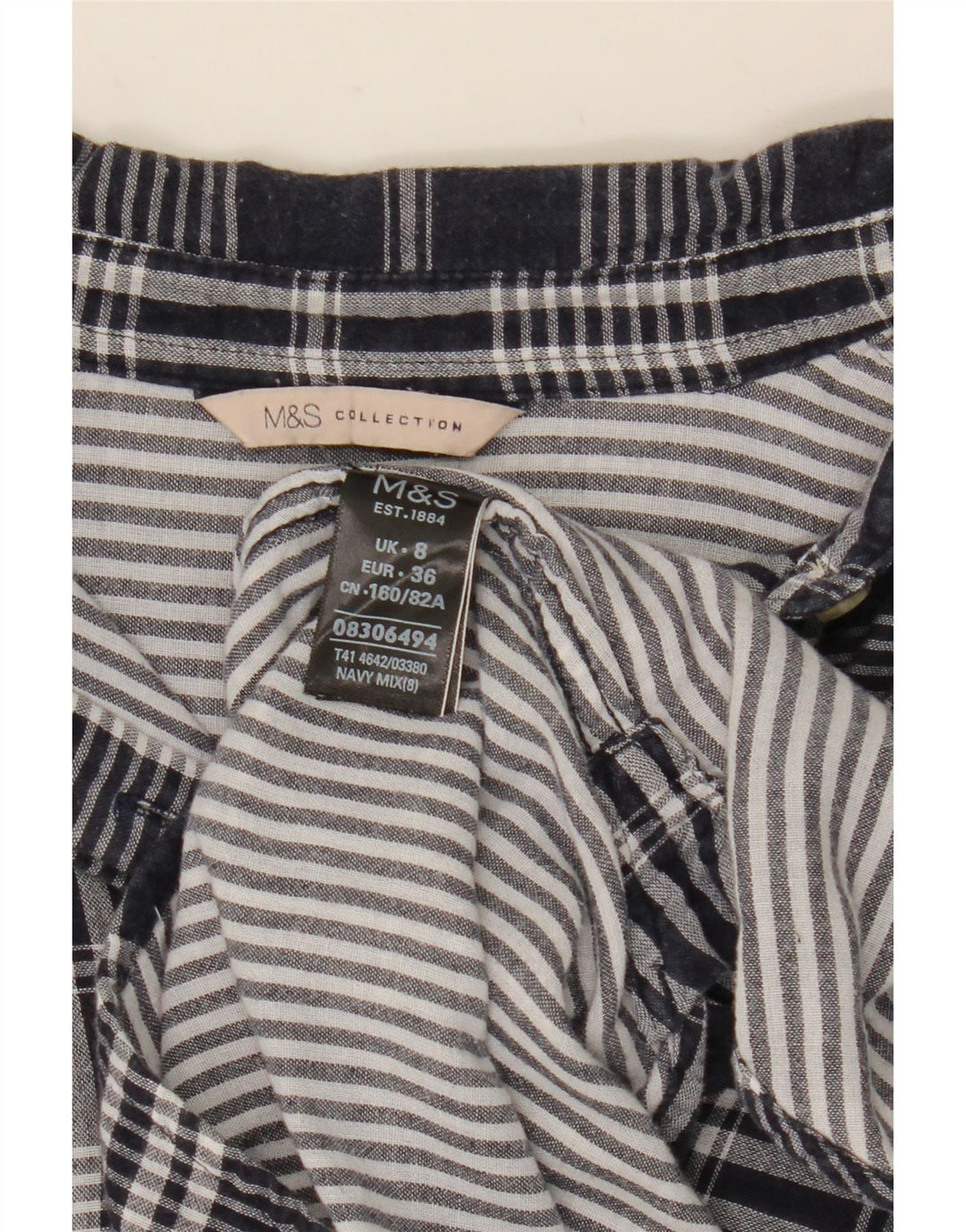 Marks & Spencer Damen-Oversize-Hemd, Größe S, Marineblau, kariert, Baumwolle