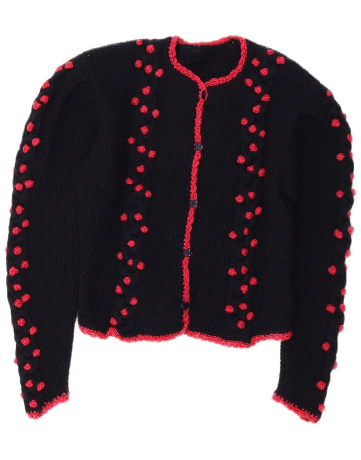Vintage Damen Crop Cardigan Pullover UK 14 Medium Marineblau