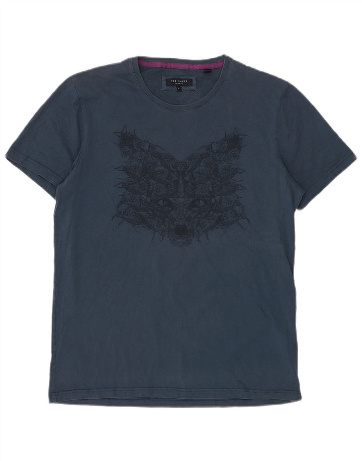 Ted Baker Herren-T-Shirt mit Grafik, Größe 4, groß, Marineblau