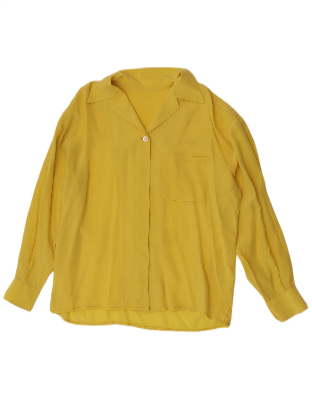 Vintage Damen Hemdbluse UK 16 Große gelbe Seide