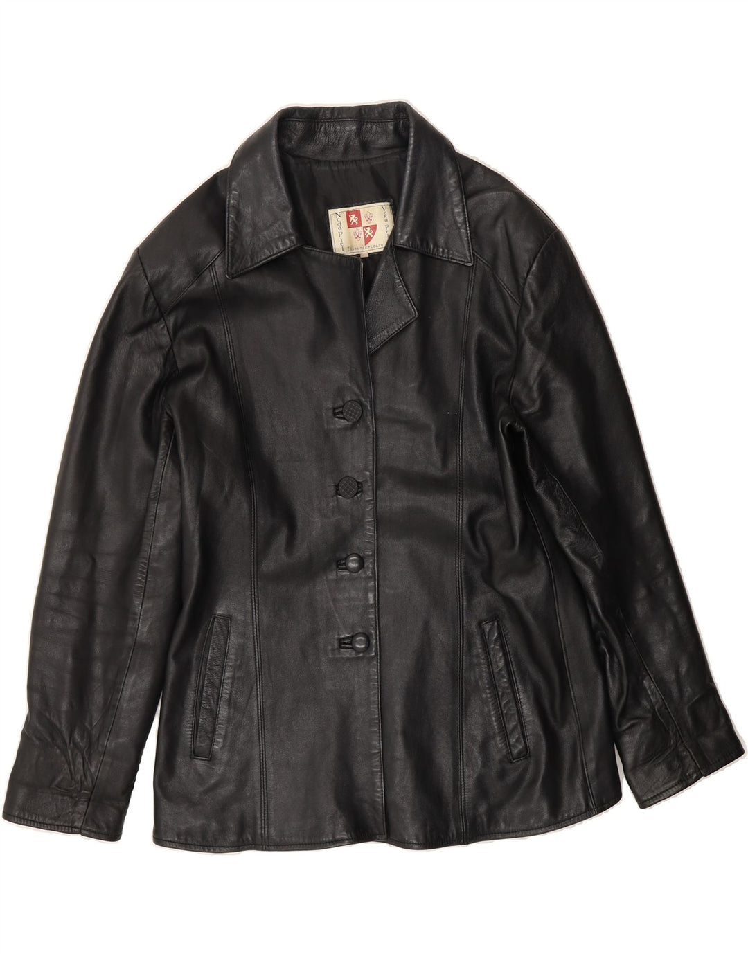 VINTAGE Womens Leather Jacket UK 14 Large Black Leather Vintage Vintage and Second-Hand Vintage from Messina Hembry 