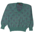 Peter Brown Herren-Pullover mit V-Ausschnitt IT 50 Mittelgrüne geometrische Wolle