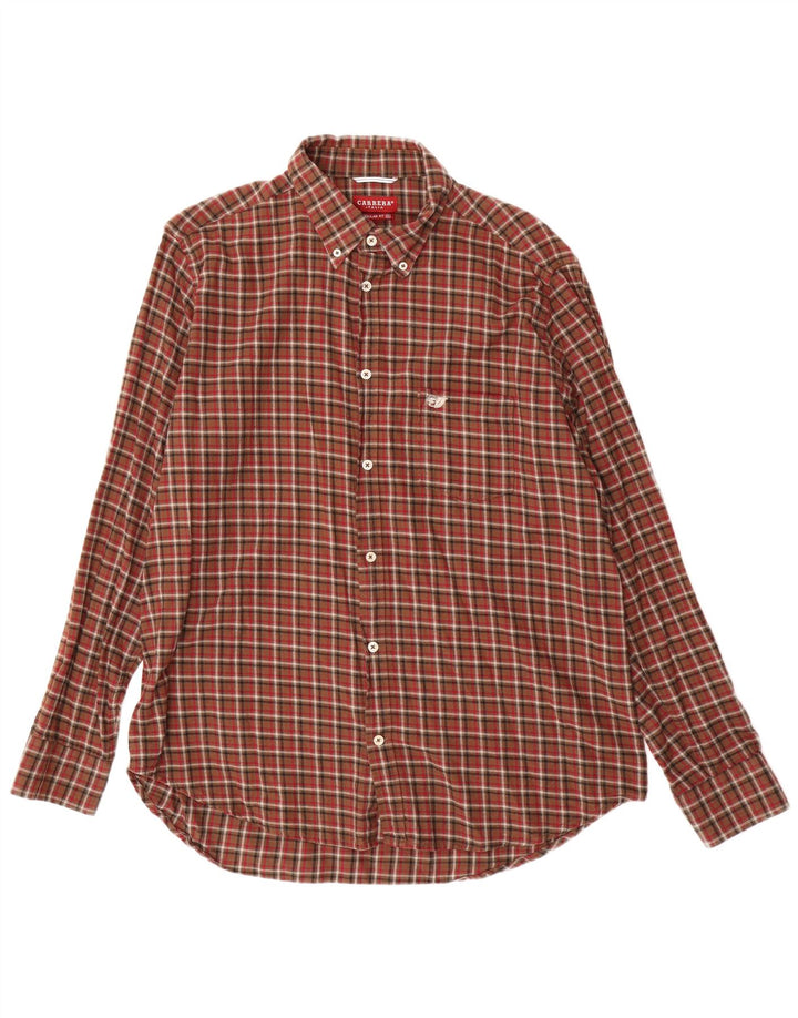 CARRERA Mens Regular Fit Flannel Shirt 2XL Brown Check Cotton