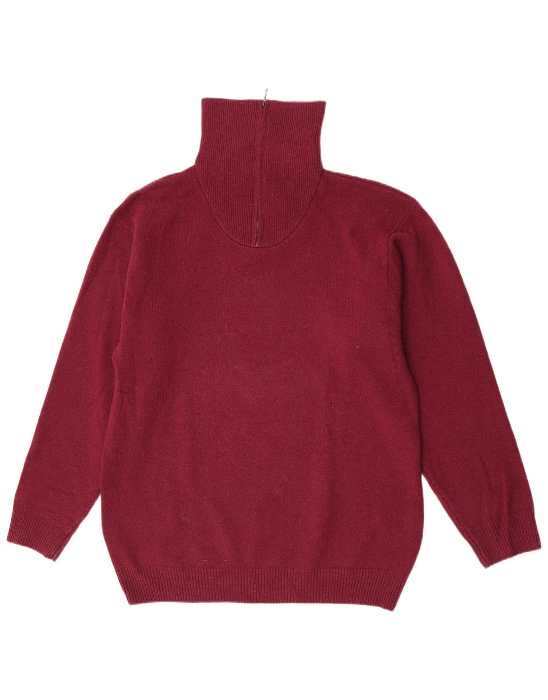 Tardini Herren-Pullover mit Reißverschluss am Hals, große burgunderrote Wolle