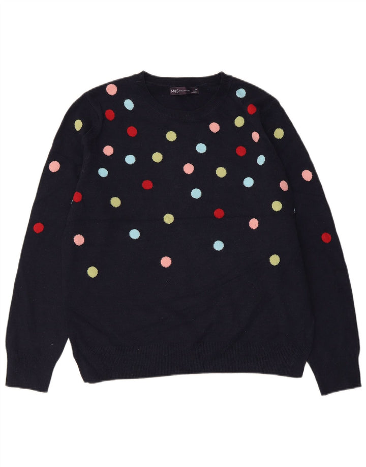 MARKS & SPENCER Damen-Pullover mit Rundhalsausschnitt, Gr. 14, mittleres Marineblau