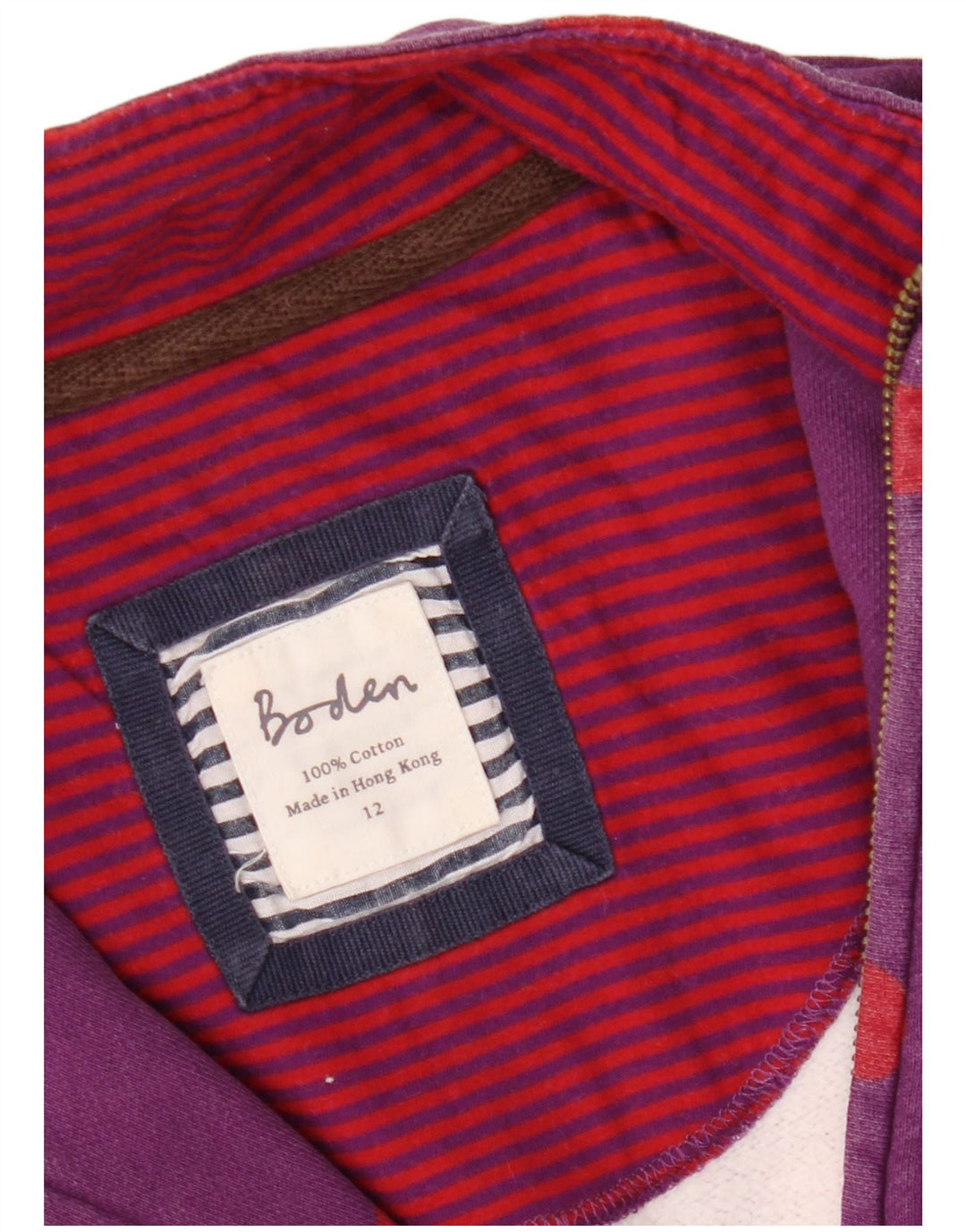BODEN Damen-Sweatshirt mit Reißverschluss am Hals, UK 12, mittelviolett gepunktet