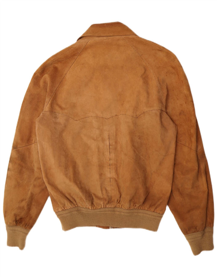 Vintage Herren Wildleder Bomberjacke UK 38 Mittelbraun