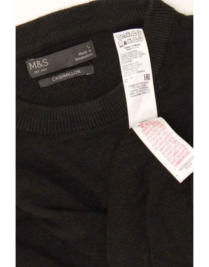 Marks & Spencer Herren-Pullover mit Rundhalsausschnitt, groß, aus schwarzem Acryl