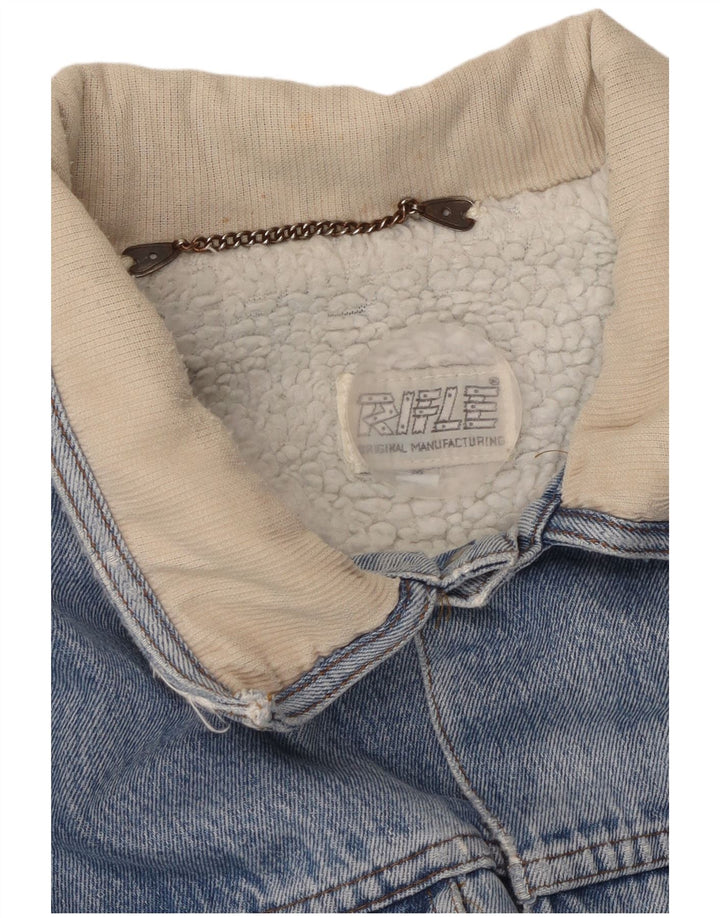 RIFLE Herren Denim Sherpa Jacke UK 38 Mittelblau