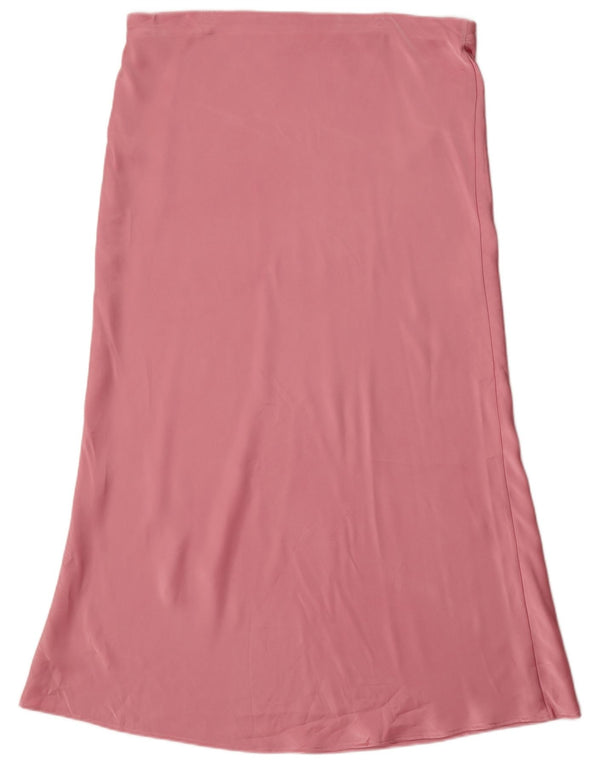 Zara Damen Midirock mit hoher Taille, XL, W32, Rosa, Polyester
