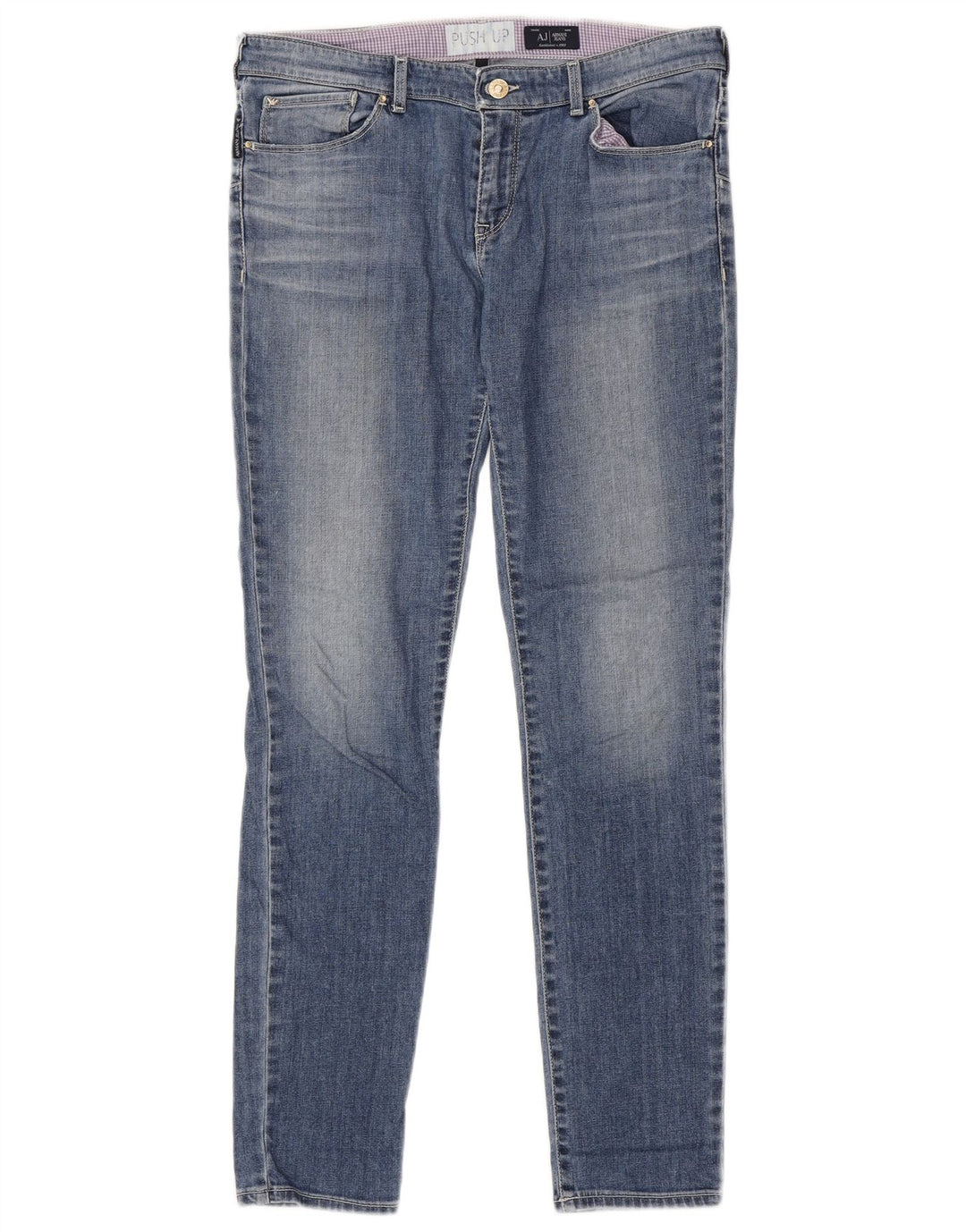 ARMANI Damen Skinny Jeans W30 L30 Blaue Baumwolle