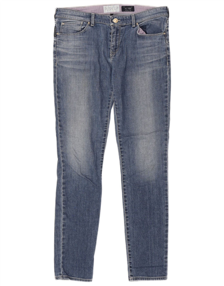 ARMANI Damen Skinny Jeans W30 L30 Blaue Baumwolle