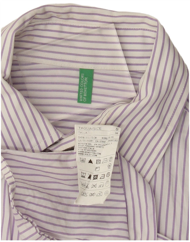 Benetton Herren-Hemd, klein, violett, Nadelstreifen, Baumwolle