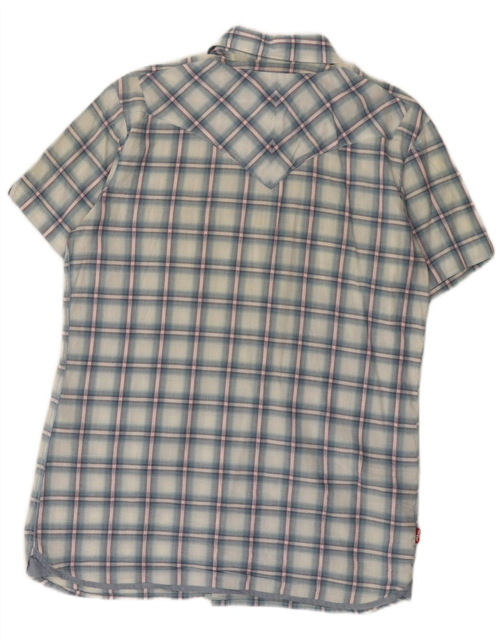 Levi's Herren-Kurzarmhemd aus mittelblau karierter Baumwolle