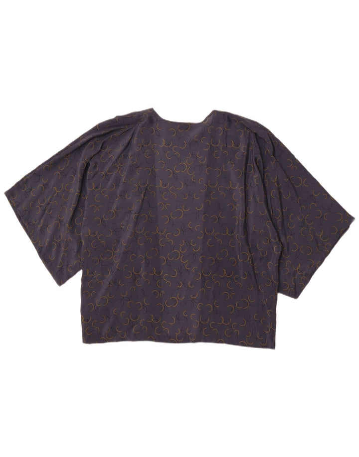 JIGSAW Damen-Cardigan-Oberteil mit kurzen Ärmeln, UK 18, XL, grau, geometrisch, Seide