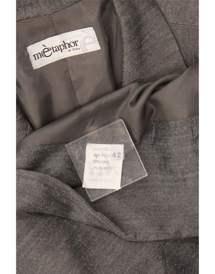 Metaphor Damen Longline 1-Knopf-Blazerjacke IT 42 Mittelgraue Viskose